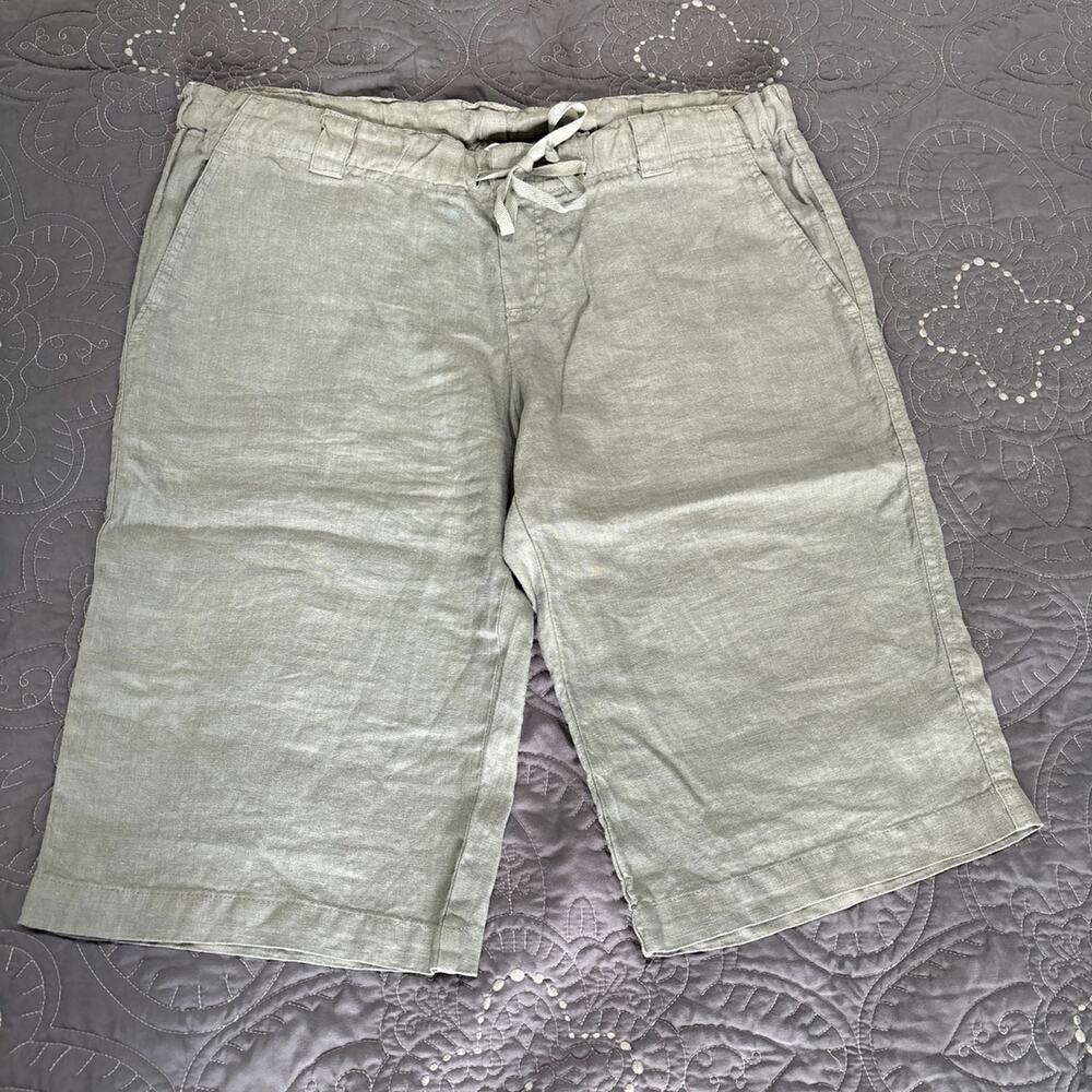 Allen Allen Olive Green Linen Bermuda Shorts - L - NWT